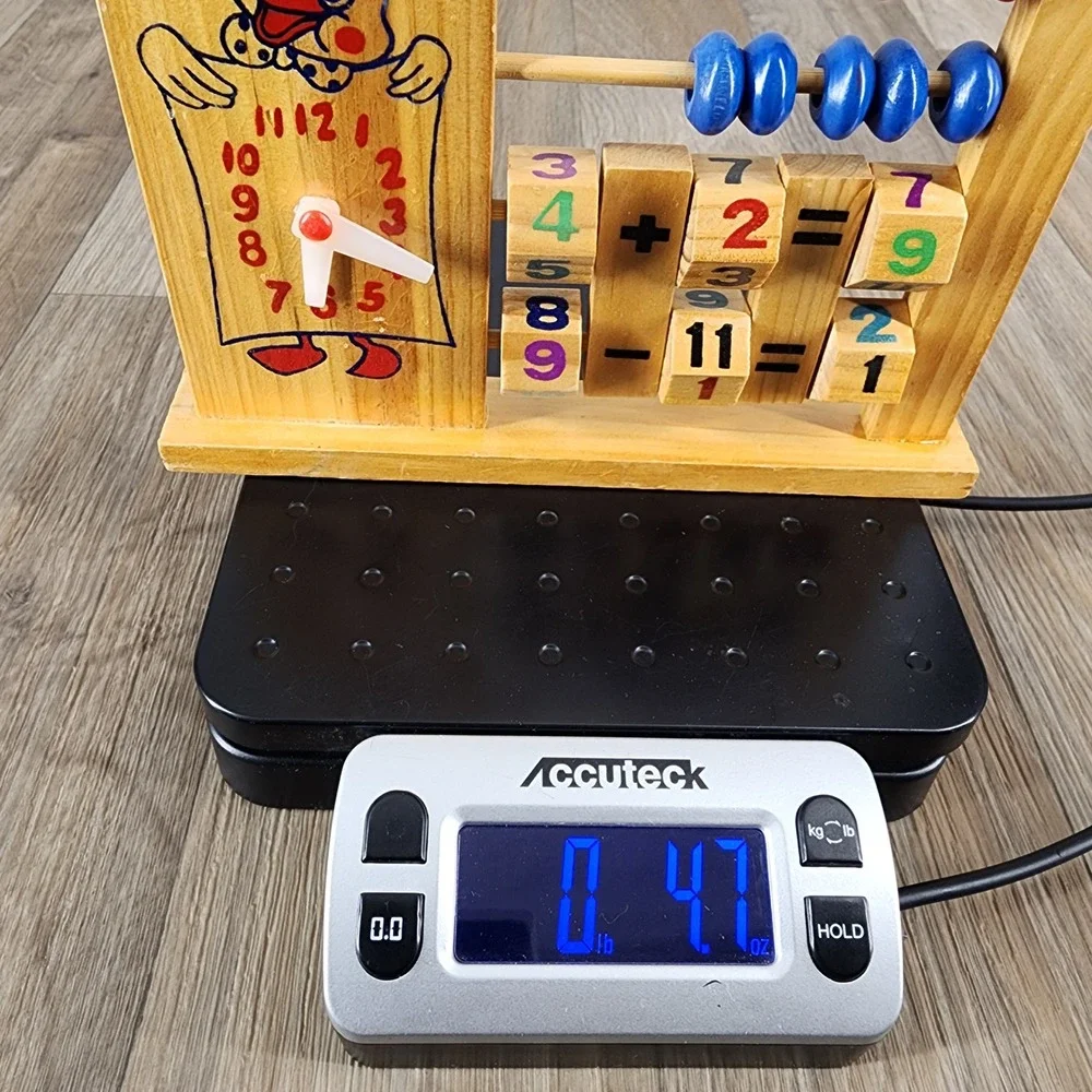 Vintage Wooden Abacus Clock Math Learning Toy Addition Subtraction Duck